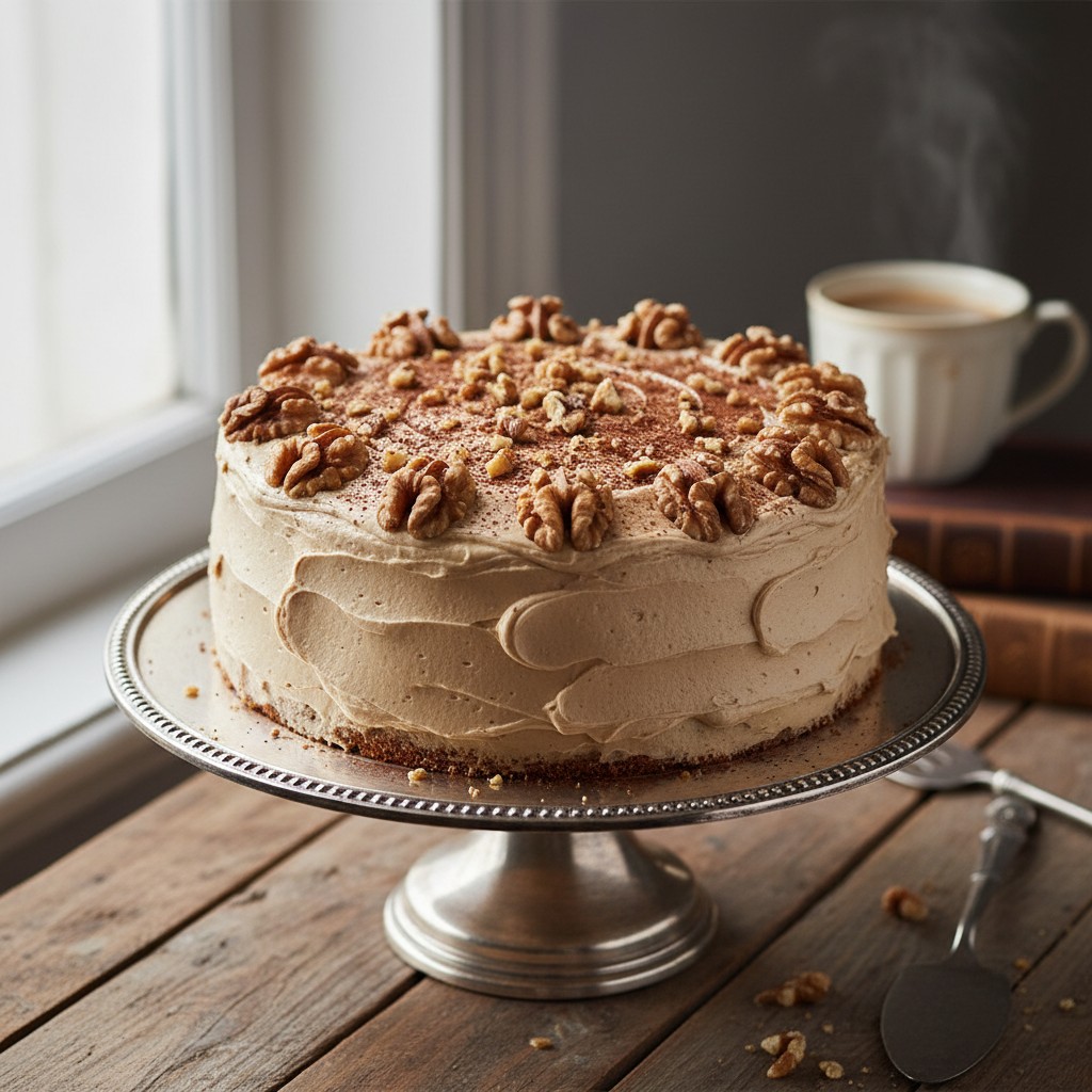 Classic Coffee and Walnut Cake
