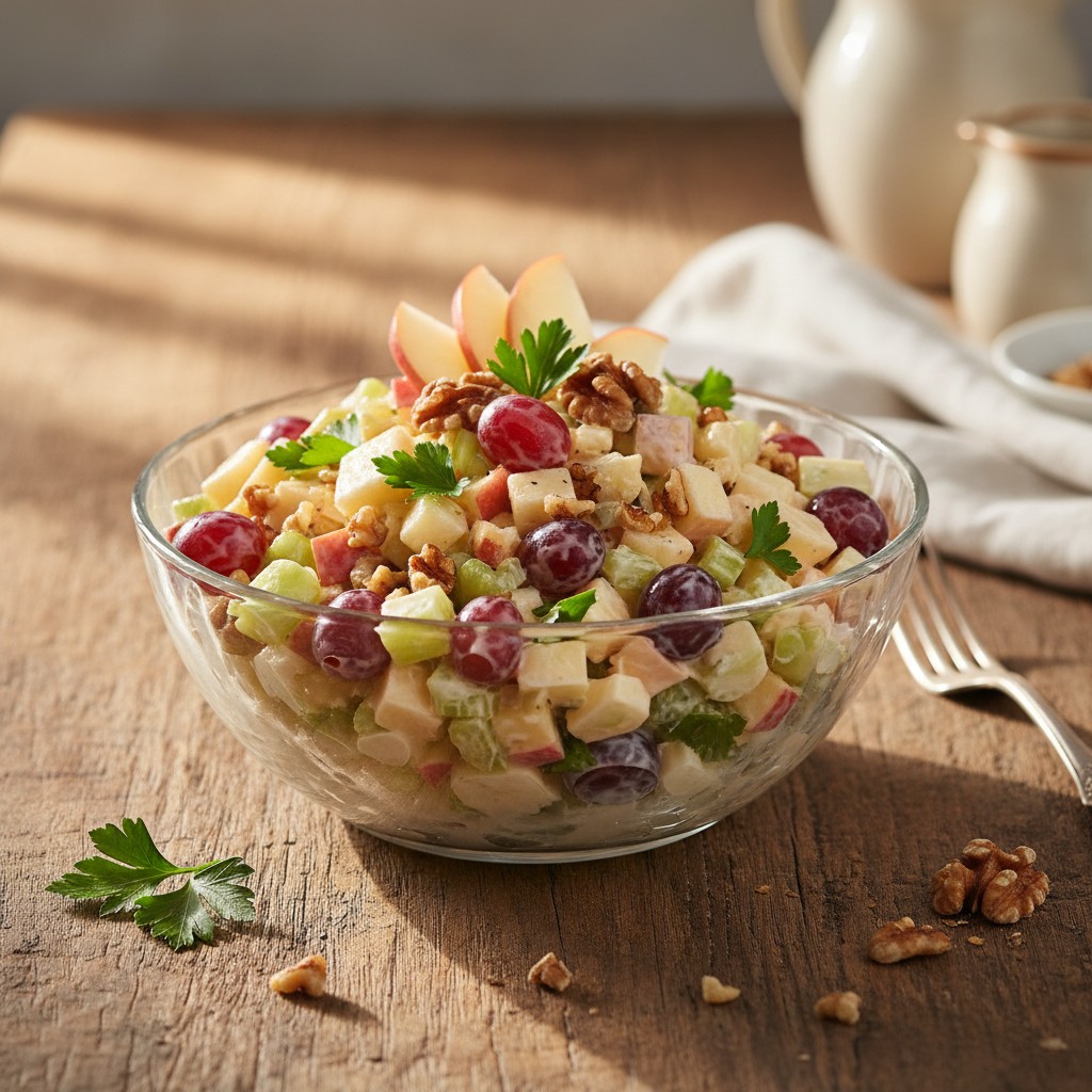 Classic Waldorf Salad with Walnuts and Apples